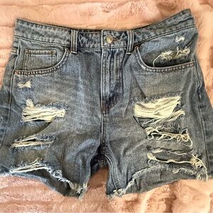 wild fable Light Blue Distressed High-Rise Jean Shorts